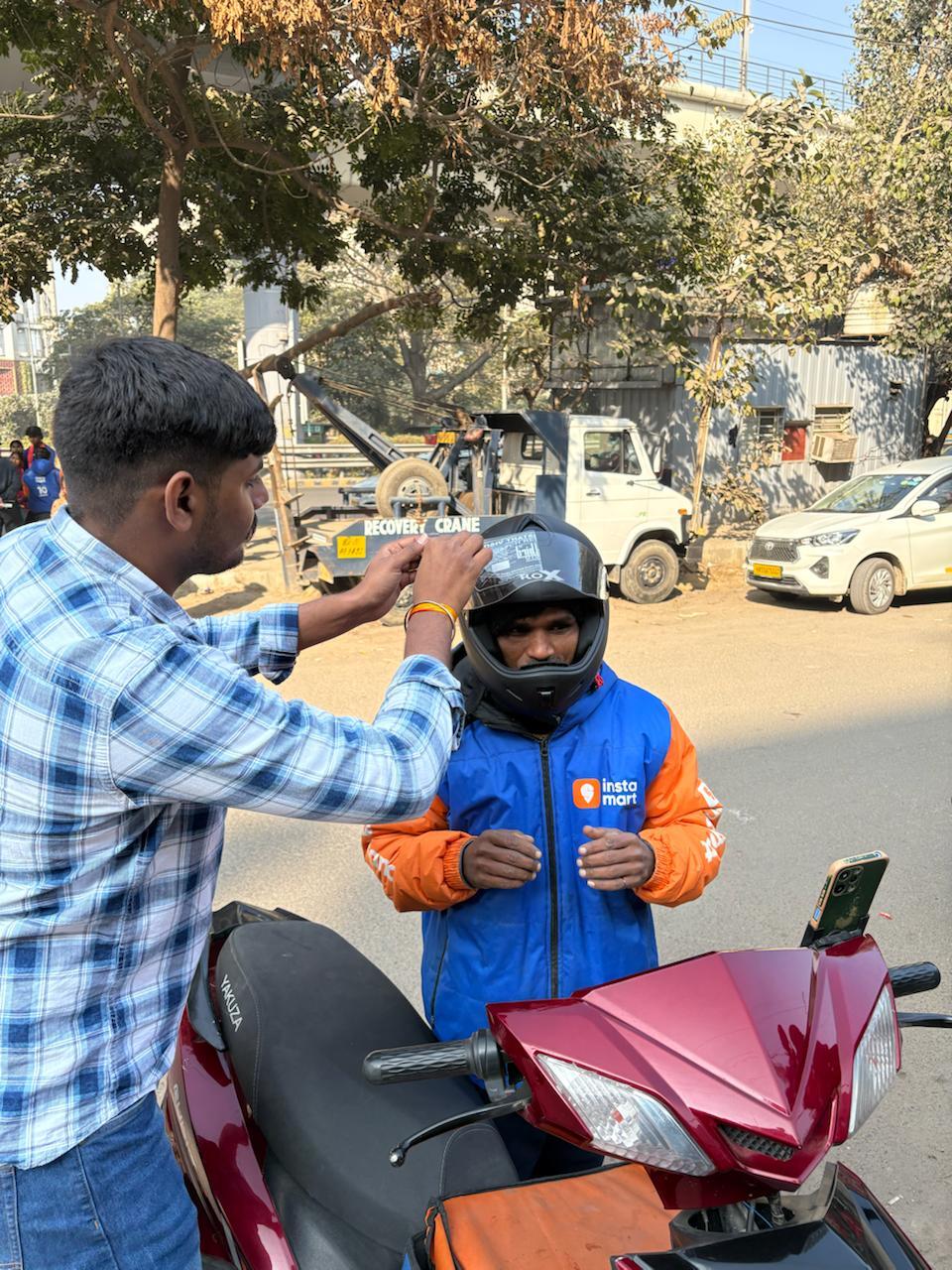 Gig delivery rider on the road